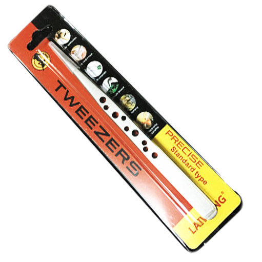 Пінцет для нарощування вій TWEEZERS прямий (дірочка) AVADONA