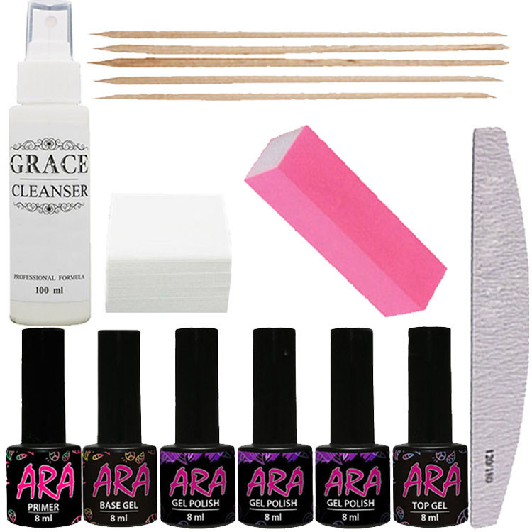 Набір Старт для покриття нігтів гель-лаком Ara AVADONA