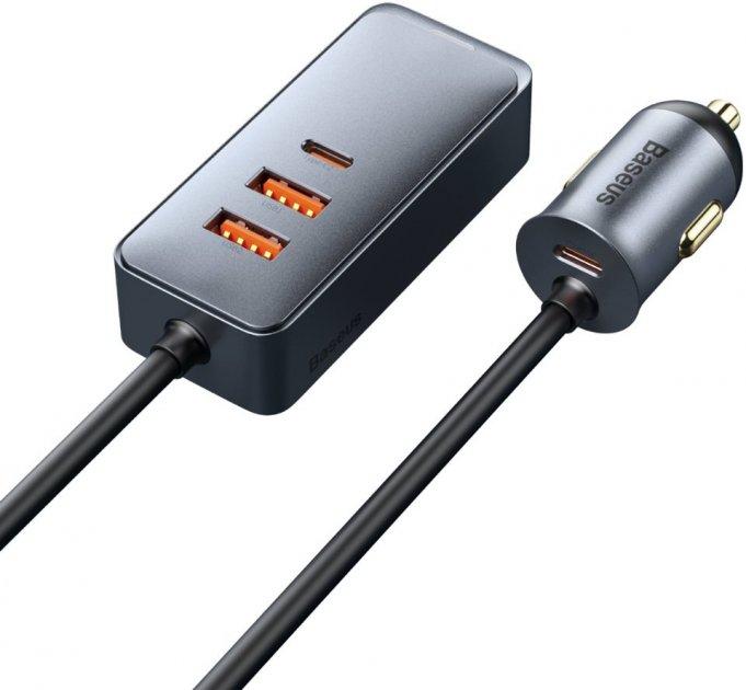 Автомобільний зарядний пристрій Baseus Share Together PPS with extension cord 120 W Grey (CCBT-A0G), фото 1