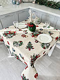 Новорічна скатертина на стіл 137 х 137 см., гобеленова, фото 2