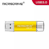 Флеш накопитель 64 GB 3в1 OTG micro usb + переходник в подарок Type-c 3.0 Microdrive Оранжевый