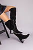 Жіночі демісезонні Ботфорти ShoesBand Чорні натуральні замшеві на високому підборі всередині байка 39 (25,5 см) (Ѕ85031д), фото 6