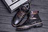 Зимові черевики чорні чоловічі шкіряні з хутром, фото 3