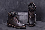 Зимові черевики чорні чоловічі шкіряні з хутром, фото 4