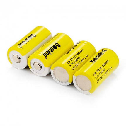 Акумулятор 16340/CR123 Soshine RCR123-3.7-800 Li-Ion 800 mAh 2.1A, 4.2/3.7/2.75V, фото 3