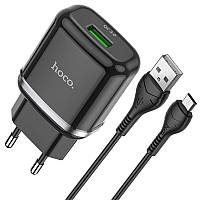 Адаптер зарядний пристрій HOCO N3 кабель Micro USB Special FCP AFC 1USB 18W/3A QC3.0 Black