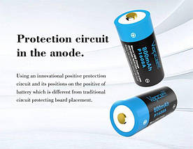 Аккумулятор 16340/CR123 Vapcell P1608A microUSB 800mAh Li-Ion 3A, 4.2/3.6/2.5V, фото 6