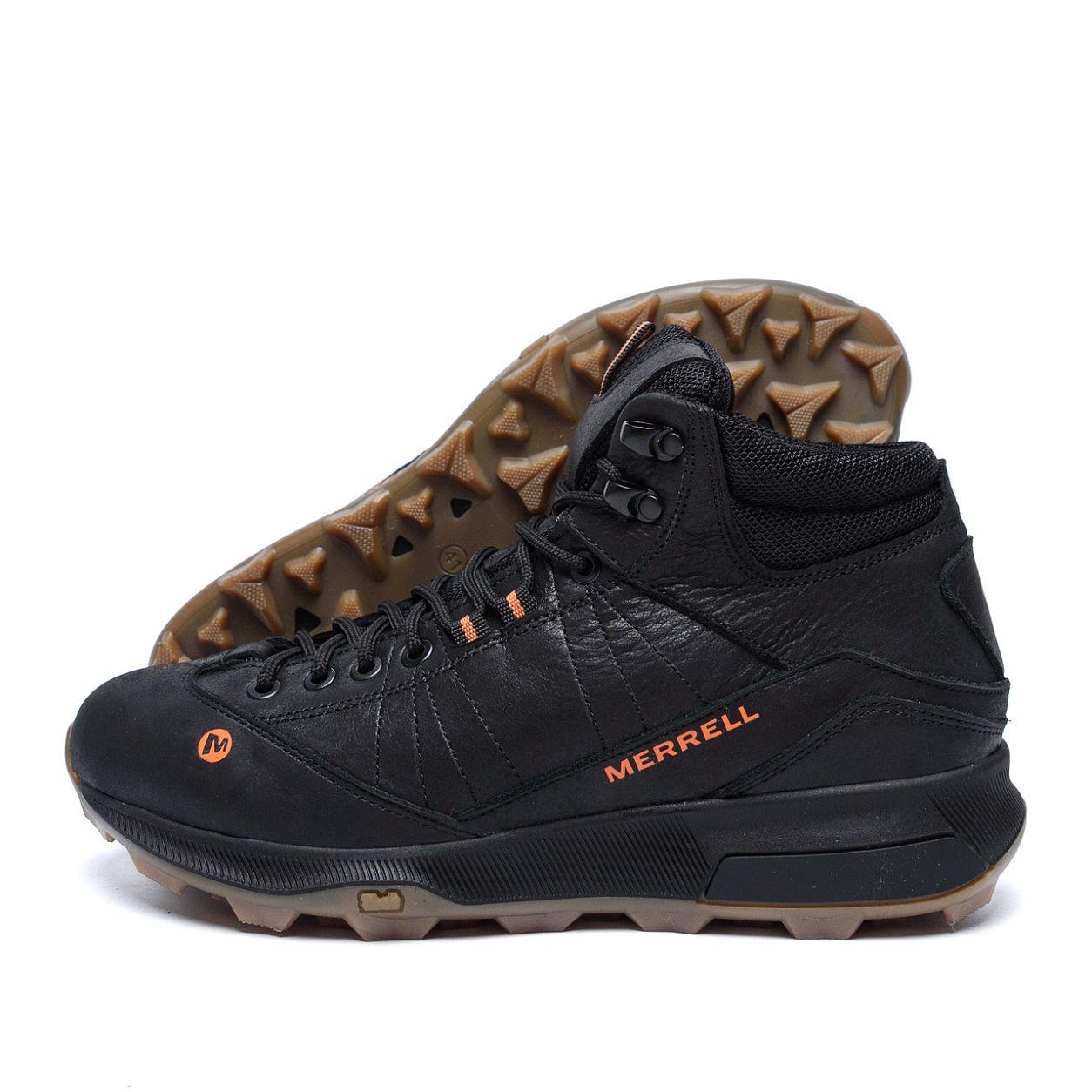 Чоловічі чорні шкіряні черевики Merrell зимові на хутрі