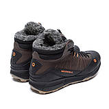 Зимові черевики коричневі чоловічі шкіряні merrell з хутром, фото 4