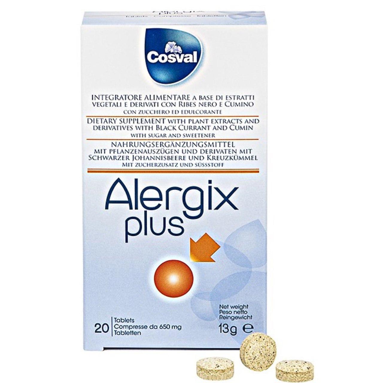 Alergix Plus Cosval містить чорну смородину та кмин Алергікс Плюс, 20 таблеток по 650 мг