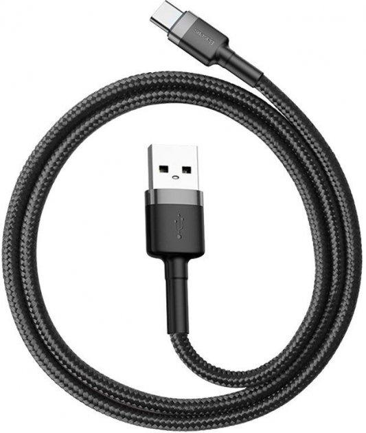 Кабель зарядний Baseus Cafule Cable USB for Type-C 3 A 0.5 м Gray/Black (CATKLF-AG1)