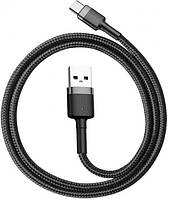 Кабель зарядный Baseus Cafule Cable USB for Type-C 3A 0.5 м Gray/Black (CATKLF-AG1)