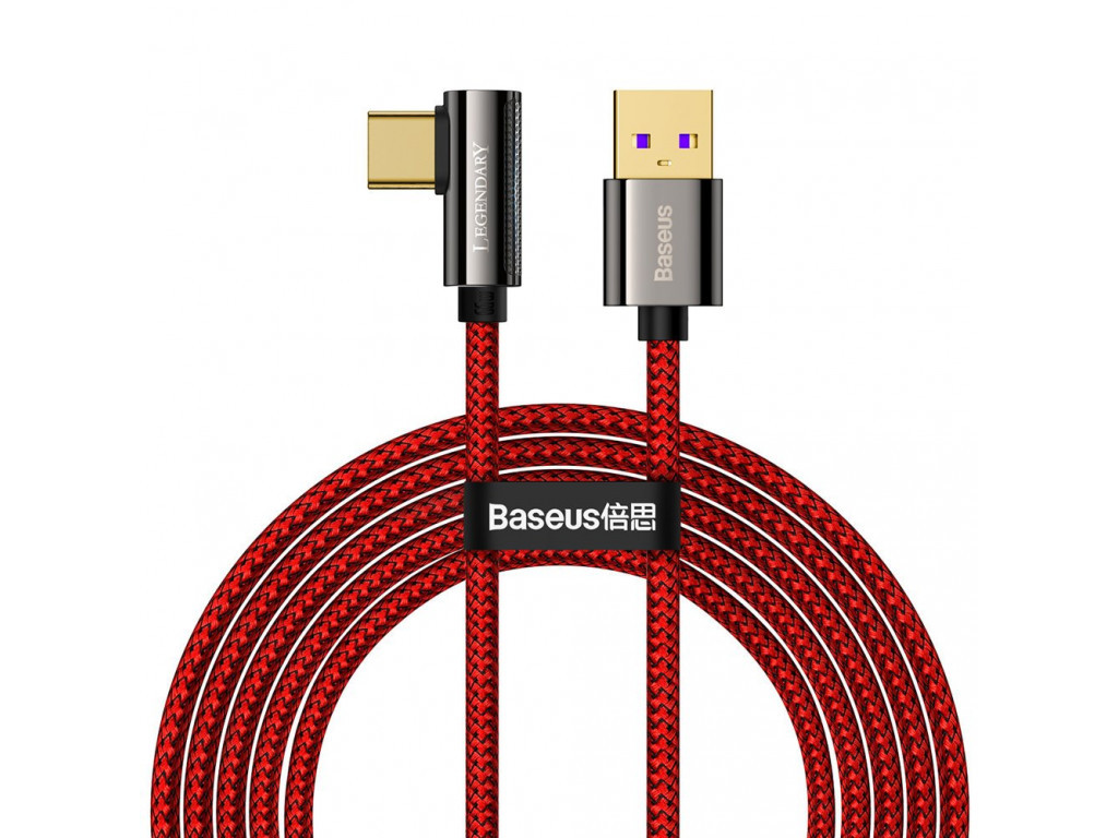 Кабель зарядный Baseus USB Cable to USB-C Legend Elbow 66W 2м Red (CACS000509), фото 1