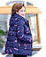 Куртка жіноча єврозима коротка стьобана темно-синя з малюнком, фото 2
