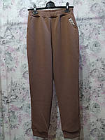 Спортивные женские штаны теплые зимние коричневые джоггеры брюки трехнитка с начесом 46