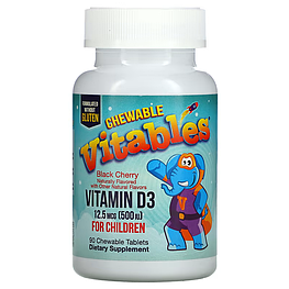 Vitamin D3 Chewable for Children Black Cherry 12.5 мкг 500 IU Vitables 90 жувальних таблеток