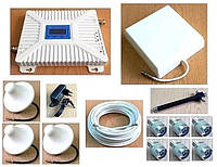 Усилитель сотовой связи c внешней панельной и 3-мя внутренними потолочными антеннами, 300-400 кв. м.