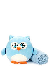 М'яка іграшка-подушка з пледом Сова Мрія 3 в 1, блакитна
