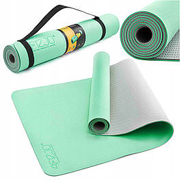 Килимок спортивний 4FIZJO TPE 4 мм для йоги та фітнесу 4FJ0335 Mint/Grey orig1925