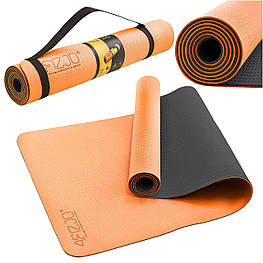 Килимок спортивний 4FIZJO TPE 4 мм для йоги та фітнесу 4FJ0337 Orange/Black orig1927