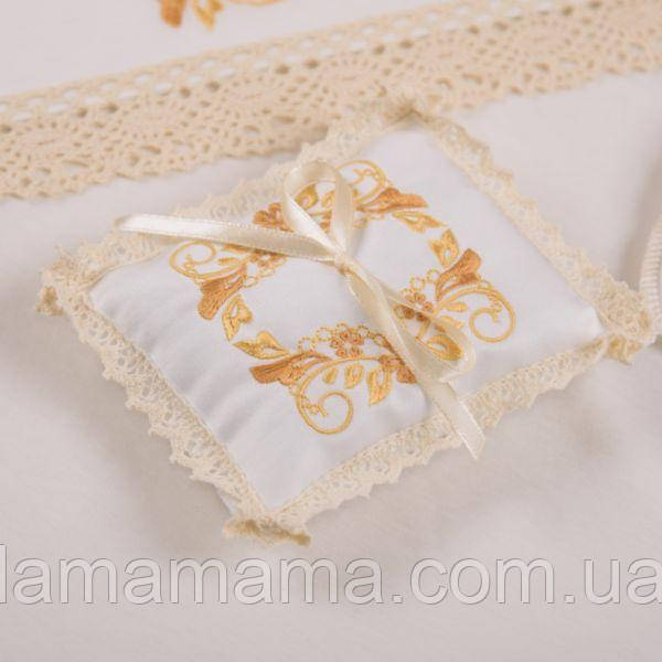 Подушечка для хрестика з вишивкою Скарбничка янгола молочний, золото BetiS, фото 1