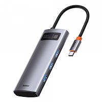USB-хаб концентратор Baseus 5-в-1 Metal Gleam Multifunctional 5-in-1 Type-C Gray (CAHUB-CX0G)