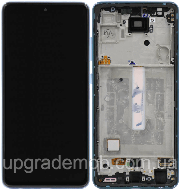 Дисплей модуль тачскрин Samsung A525 Galaxy A52 /A526 чорний OLED з рамкою синього кольору Awesome Blue