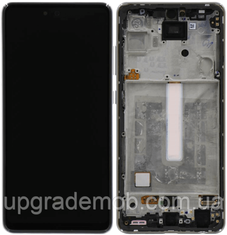 Дисплей модуль тачскрин Samsung A525 Galaxy A52 /A526 /A528 чорний OLED (Small LCD) з рамкою сріблястого