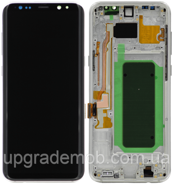 Дисплей модуль тачскрин Samsung G955 Galaxy S8+ чорний OLED з рамкою сріблястого кольору Arctic Silver
