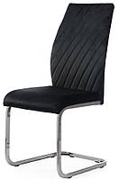 Вельветовый мягкий стул кухонный обеденный на полозьях S-118 Черный для кухни и дома black velvet VetroMebel