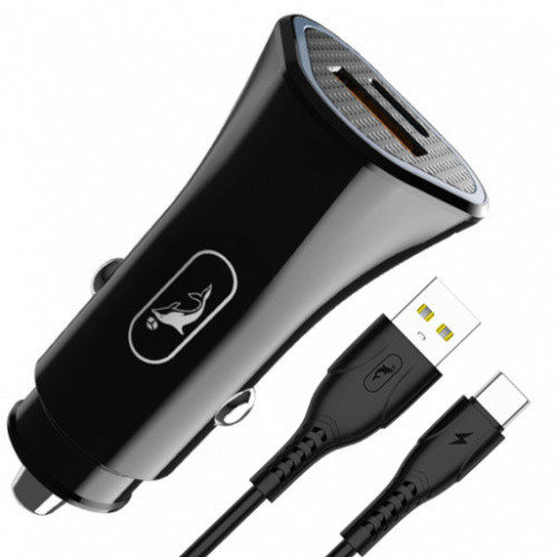 Автомобільний Зарядний Пристрій USB SkyDolphin SZ16T Type-C PD+QC3.0 3.1A/18W (Чорний)