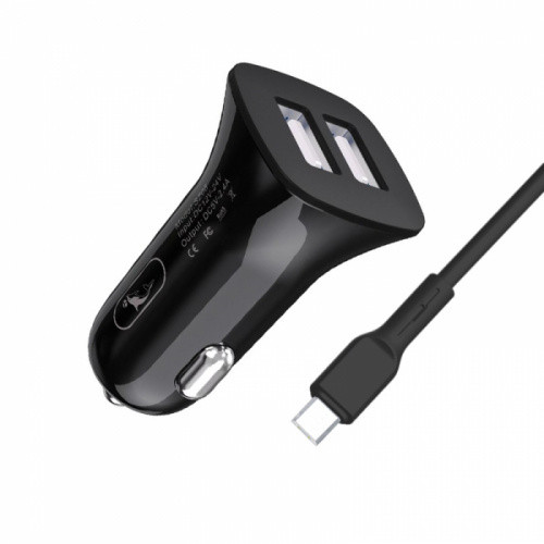 Автомобільний Зарядний Пристрій USB SkyDolphin SZ08V 2USB 2.4A + MicroUSB (Чорний)