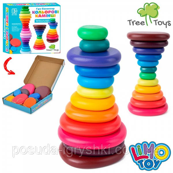 Дерев'яна іграшка Баланс MD 1935 кільця каміння 12 шт, в коробці., фото 1