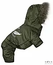 Комбінезон хутро 30 см (об'єм до 42см) зимовий розм 4 хакі  для собак, фото 2