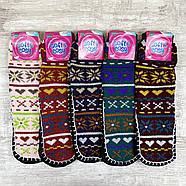 Жіночі домашні шкарпетки тапочки нековзаючі (орнамент сердечко), фото 2