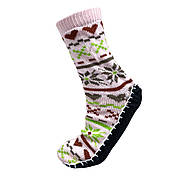 Жіночі домашні шкарпетки тапочки нековзаючі (орнамент сердечко), фото 2