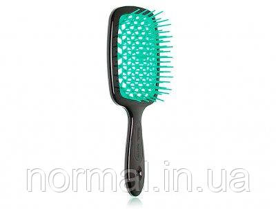 Щітка для волосся Superbrush Janeke Оригінал чорна з бірюзовою срединкою, фото 1
