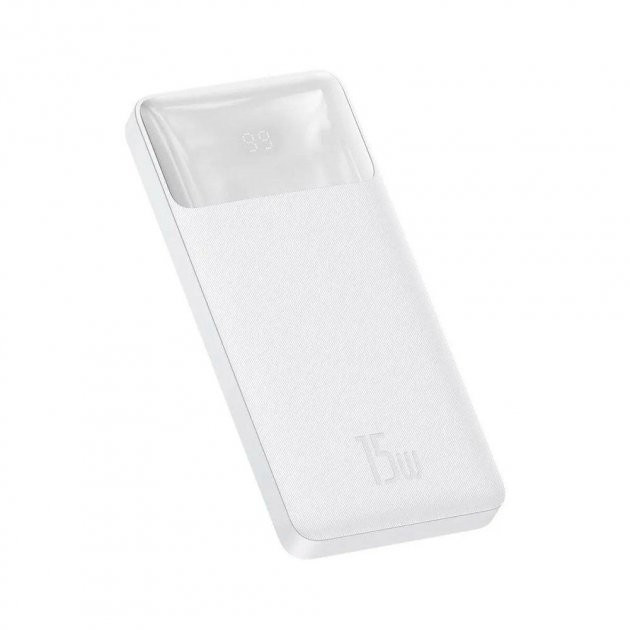 УМБ Павербанк Baseus 10000 mAh 15W 3A зі швидкою зарядкою 2USB + Type-C Білий
