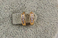 Серьги Xuping Jewelry четыре камешка 1.1 см золотистые