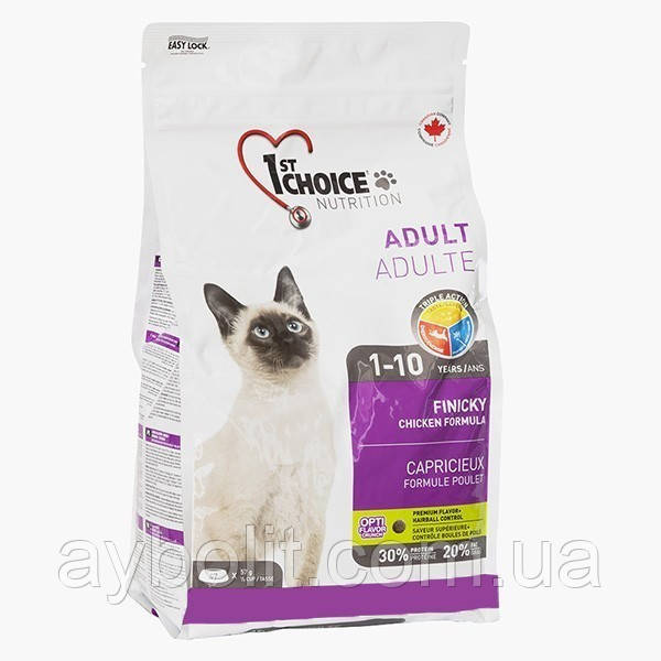 Сухий корм для дорослих вибагливих котів 1st Choice Adult Finicky зі смаком курки 0.35 кг