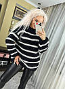 Стильний жіночий светр у смужку оверсайз "Агнія", легкий теплий светр оверсайз ЧЕРВОНИЙ, фото 4