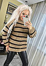 Стильний жіночий светр у смужку оверсайз "Агнія", легкий теплий светр оверсайз ЧЕРВОНИЙ, фото 6