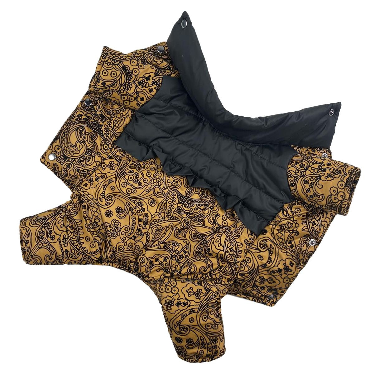 Комбінезон для дівчат 40 см (об'єм до 63см) зимовий розм 7 Візерунки гірчиця  для собак М, фото 1