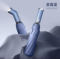 Парасолька автоматична з поворотним підсвічуванням хром кільце купол 100 см блакитний