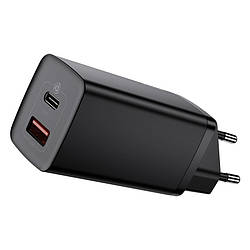 Мережевий зарядний пристрій Baseus GaN Lite 1 USB + Type-C 65 W Black (CCGAN2L-B01)