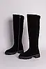 Жіночі зимові Ботфорти ShoesBand Чорні натуральні замшеві на підборах на вузьку ногу всередині напіввовна 40 (26 см) (S67691-1е), фото 8