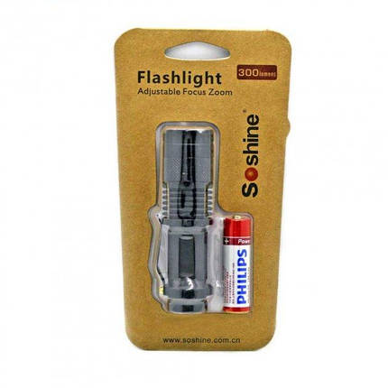 Ліхтарик Soshine TC3 1xAA/14500 300 Lm LED Q5 Alu Zoom 3 режими, фото 3