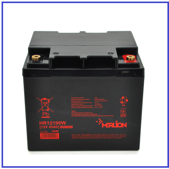 Акумуляторна батарея MERLION HR12-190W 12V 45Ah (196х165х173), фото 1