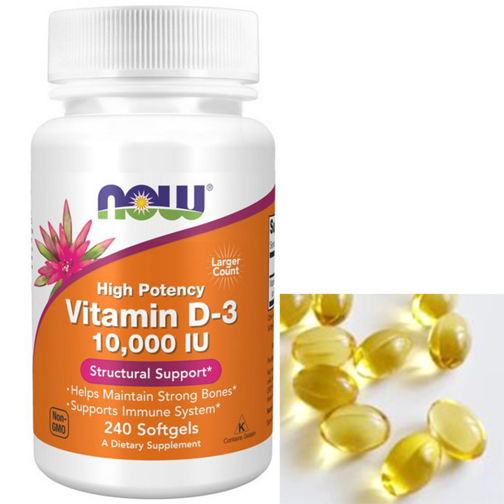 Вітамін D Now Foods Vitamin D-3 10,000 IU 240 гел капс