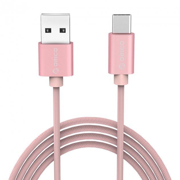 Кабель зарядний Orico USB to USB-C для швидкого заряджання 1 м Pink (HTF-10), фото 1